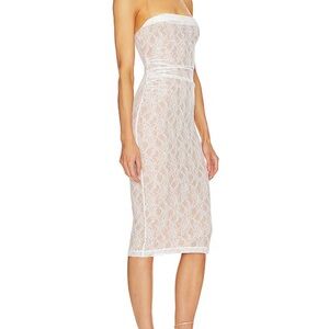 Michael Costello x Revolve White Lace Strapless Dress